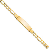 14k Polished Semi-Solid Chain/Solid Plate Figaro Link 37.5x10mm Plate 8 inch ID Bracelet